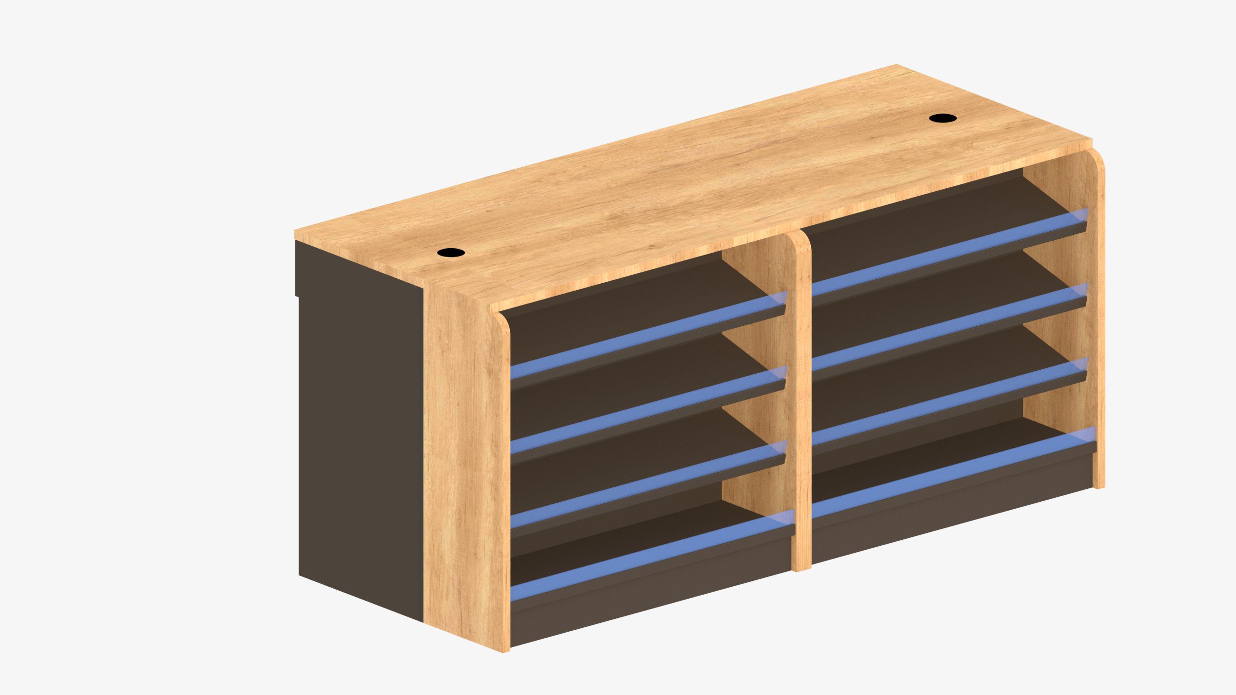 Πάγκος Προβολής Προϊόντων με Ράφια Κλίσης #0093